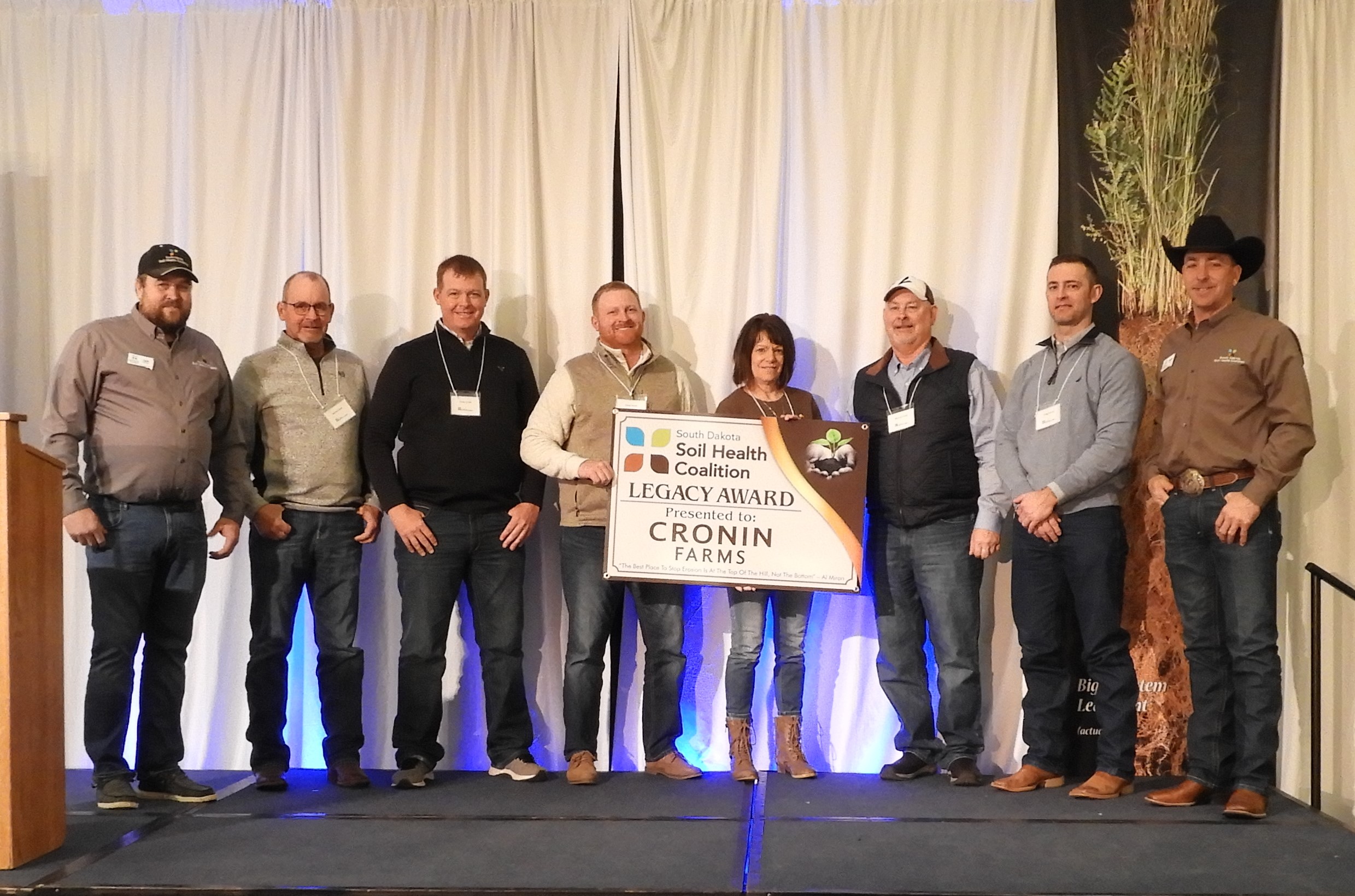 Members of the Cronin Family accept the 2023 Legacy Award at the 2023 Soil Health Conference